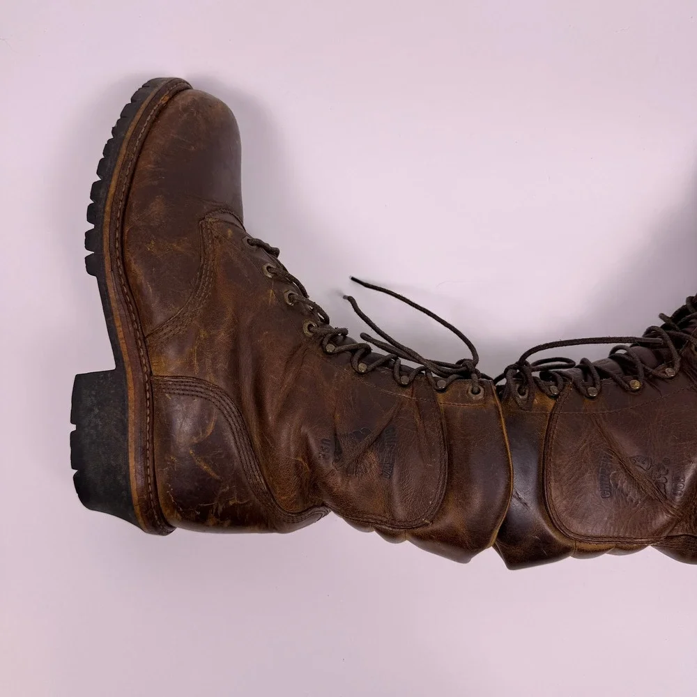 VTG Chippewa Crazy Horse Logger Boots Steel Toe Super 11 EEE 3E USA Made 25485